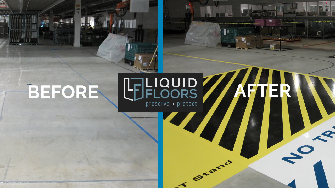 Line Striping Installation Epoxy Flooring By Liquid Floors at BWM Greer South Carolina AFTER Line Striping Installation Epoxy Flooring By Liquid Floors at BWM Greer South Carolina AFTER